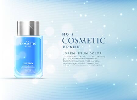 cosmetic product ads display concept template with beautiful blue bokeh backgroundのイラスト素材