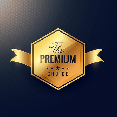 "the premium choice" golden label with ribbonのイラスト素材