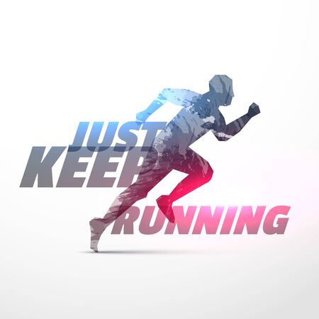 running person mde with made with grunge with light effectのイラスト素材