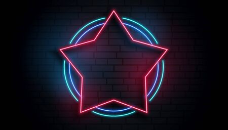 neon star empty frame backgroundのイラスト素材