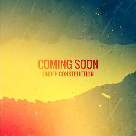 coming soon under construction text on grunge ink colorful backgのイラスト素材