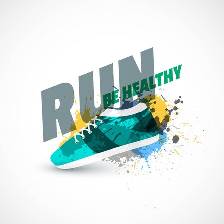 sport shoes abstract background with ink splashのイラスト素材