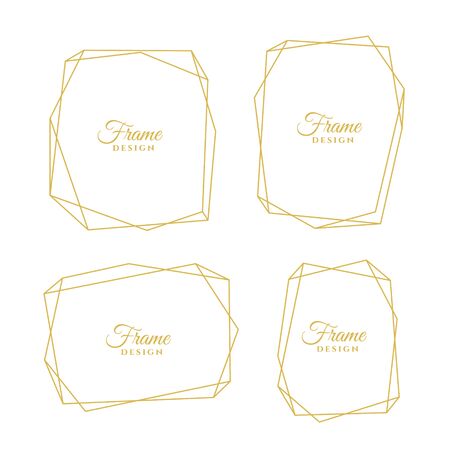 set of geometric golden line minimal framesのイラスト素材