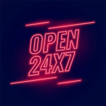 neon red signboard for 24/7 open hours