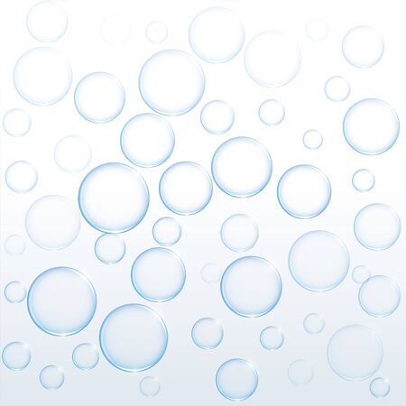 blue soap water bubbles floating on white background