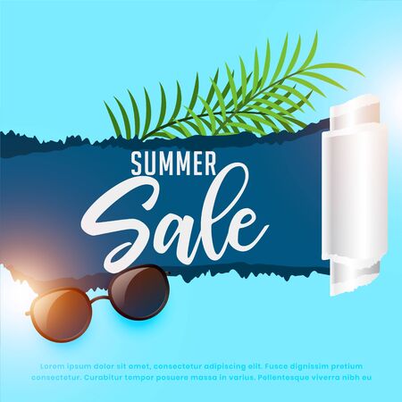 summer sale background with sunglasses and leavesのイラスト素材