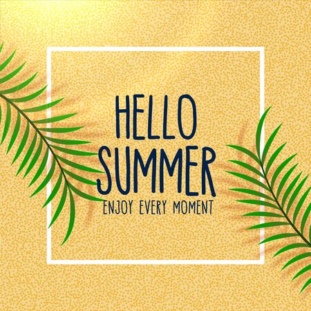 hello summer lovely beach background with leaves shadeのイラスト素材