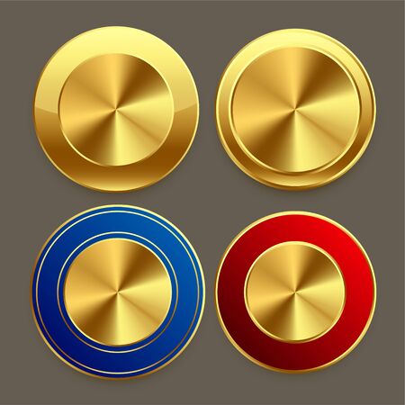 premium golden metal circular buttons setのイラスト素材