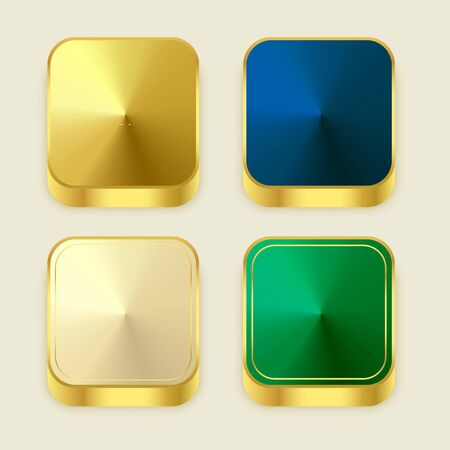 premium golden shiny 3s square buttonsのイラスト素材