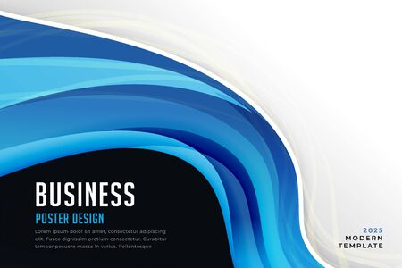 abstract blue business wave poster designのイラスト素材