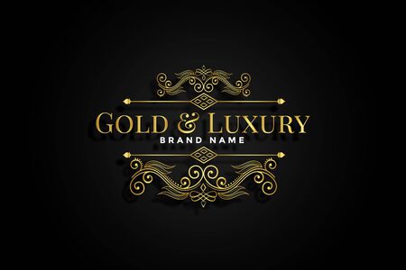 premium golden ornamental floral label designのイラスト素材