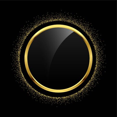 empty circle golden glitter frame backgroundのイラスト素材
