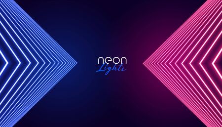 geometric neon lights abstract backgroundのイラスト素材