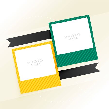 two photo frame with ribbons backgroundのイラスト素材