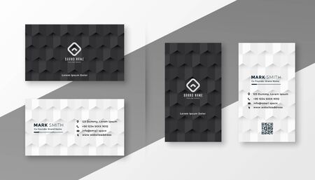 black and white business card design templateのイラスト素材