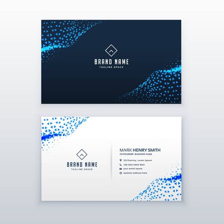 abstract blue business card design with triangles waveのイラスト素材