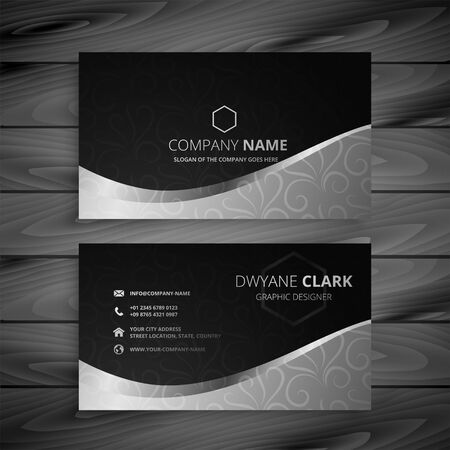 stylish black and gray wave business card designのイラスト素材