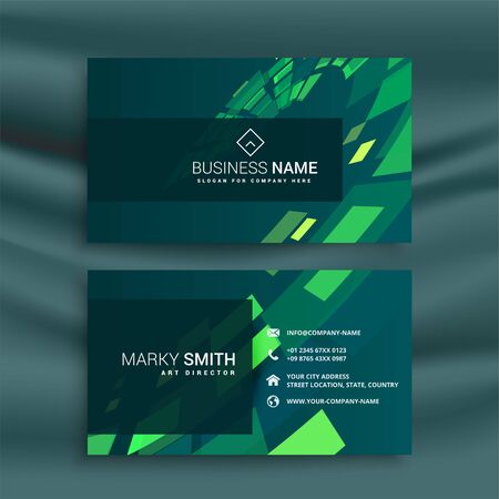 abstract business card design with green mosaic shapesのイラスト素材