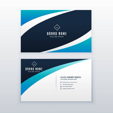 awesome blue wave business card designのイラスト素材