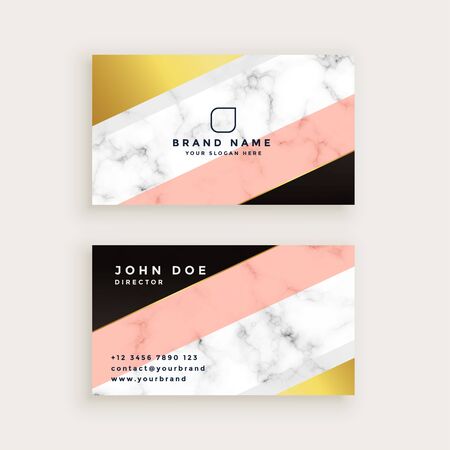 stylish marble business card with geometric gold and pastel colorsのイラスト素材