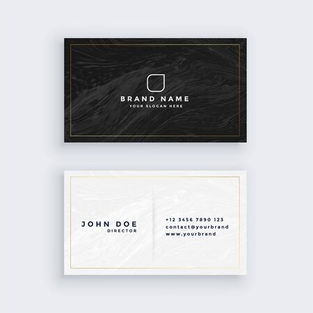 black and white business card with marble textureのイラスト素材