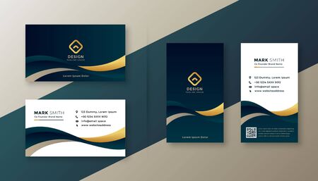 modern elegant golden wave business cardのイラスト素材