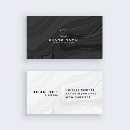 black and white modern business card with marble textureのイラスト素材