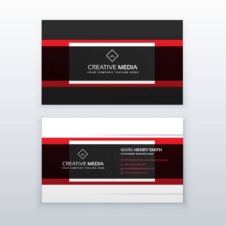 professional red and black business card design vectorのイラスト素材