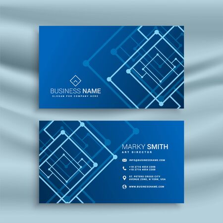 blue abstract shape business card designのイラスト素材