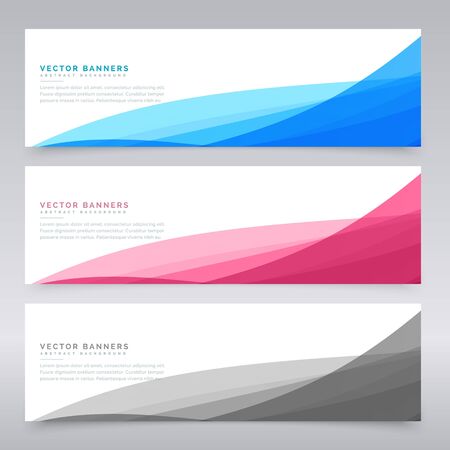 clean wave banners set of threeのイラスト素材