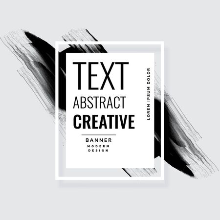 abstract black ink brush stroke banner creative illustrationのイラスト素材