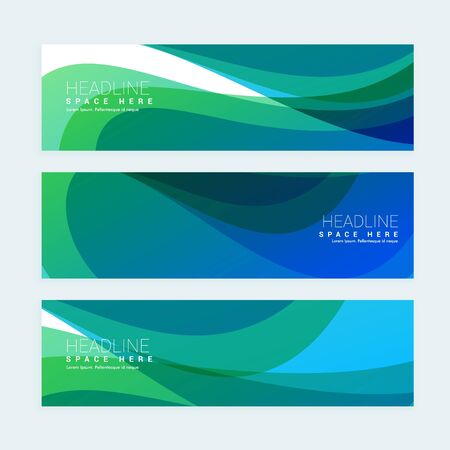 stylish banners set with colorful waveのイラスト素材