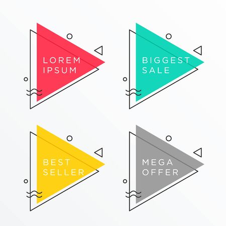 set of triangle shape banner design with text spaceのイラスト素材