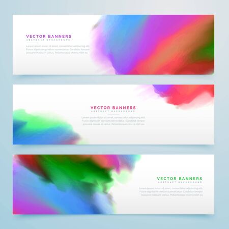 abstract watercolor banners set background vector designのイラスト素材