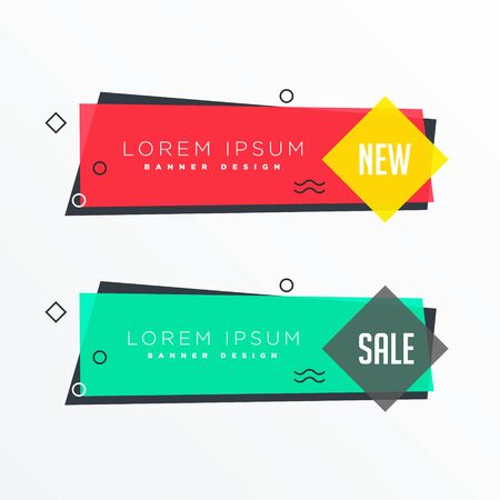 geometric banners set in memphis style with text spaceのイラスト素材