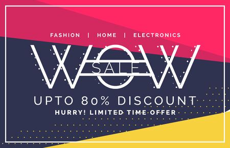 wow sale and discount voucher banner in flat styleのイラスト素材