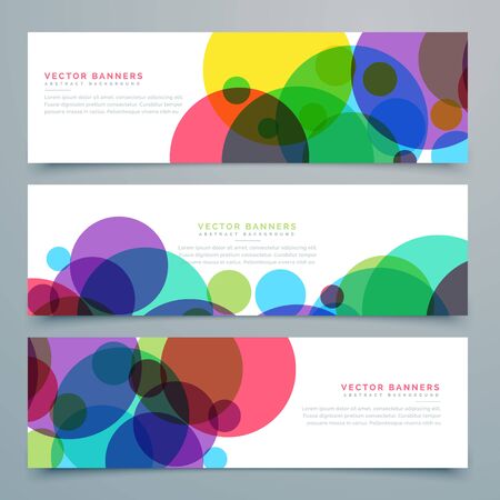 set of banners with abstract colorful circlesのイラスト素材