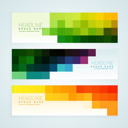 colorful mosaic tiles banners setのイラスト素材