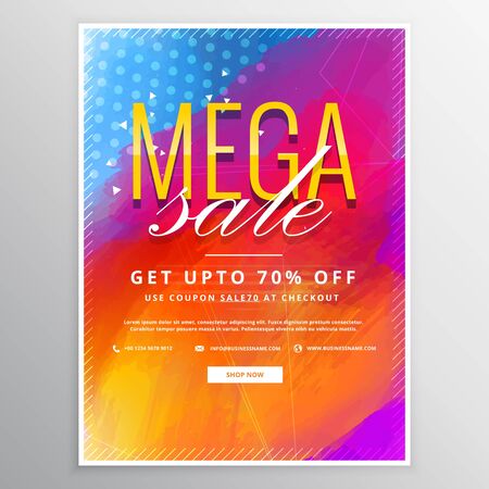 mega sale brochure card with colorful paint backgroundのイラスト素材