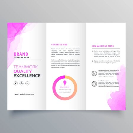 company business trifold brochure layout template with marketing detailsのイラスト素材