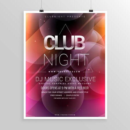 club night party flyer template with date and time detailsのイラスト素材