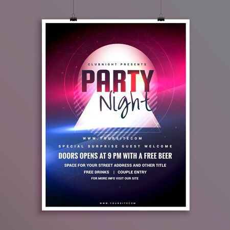 elegant party night music flyer template design with lights effect