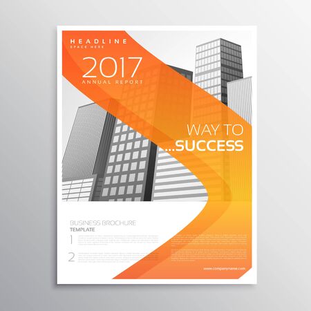 business brochure design with orange wavy shapeのイラスト素材
