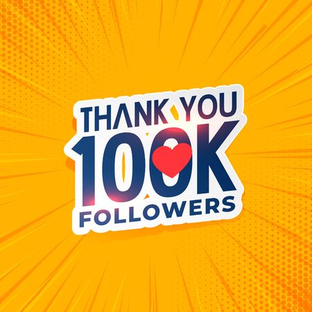 100k social media network followers yellow backgroundのイラスト素材
