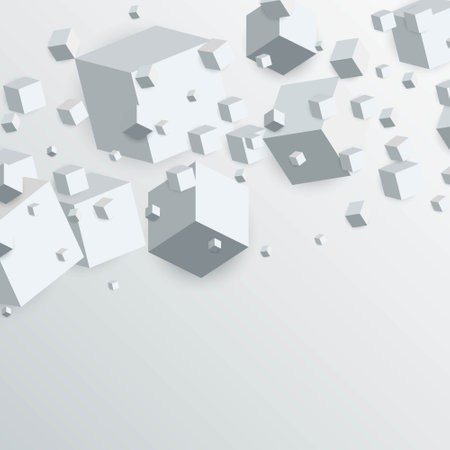 3d floating cubes boxes abstract backgroundのイラスト素材