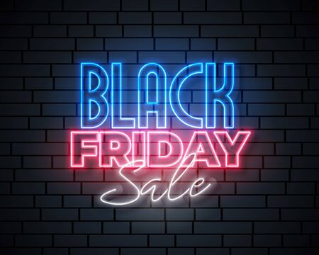 black friday neon sale banner designのイラスト素材
