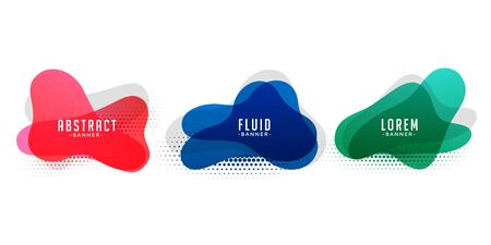 liquid shape abstract banners with halftone patternのイラスト素材