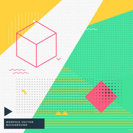 memphis style background with abstract geometrical figureのイラスト素材