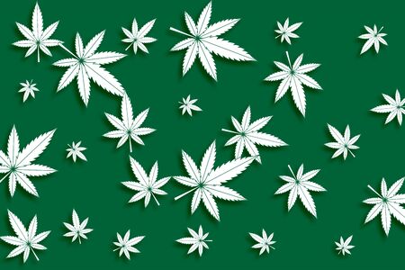 green cannabis marijuana leaves pattern background designのイラスト素材