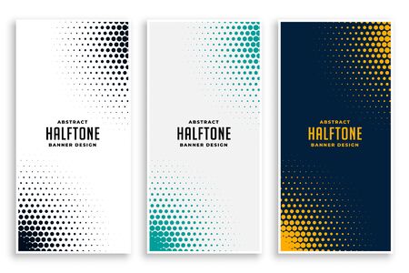 abstract set of halftone bannersのイラスト素材